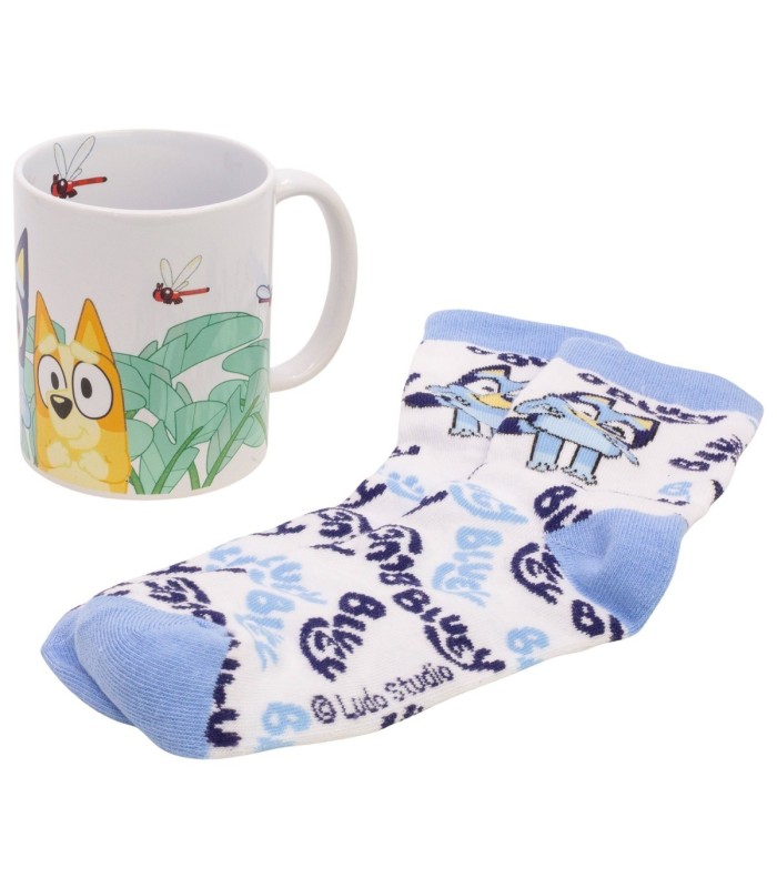 SOCKS AND CERAMIC MUG 11 OZ SET BLUEY