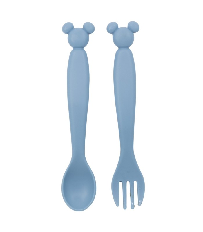 TODDLER 2 PCS CHARACTER SHAPED PP CUTLERY SET (SPOON AND FORK) MICKEY MOUSE