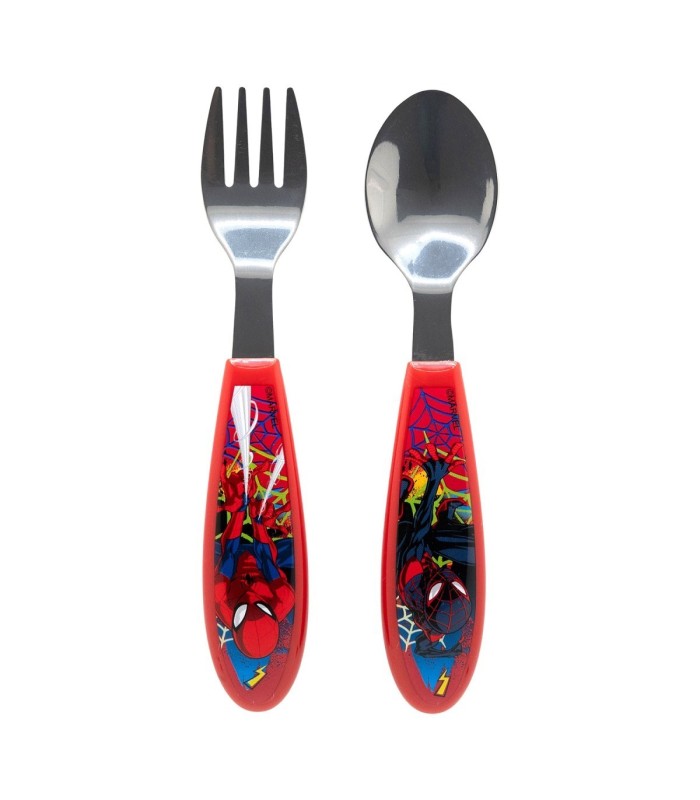 2 PCS ELLIPTICAL METALLIC CUTLERY (SPOON AND FORK) SET SPIDERMAN MOVING TARGET