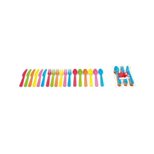18 PCS FLAT HANDLE COLOR PICNIC CUTLERY SET