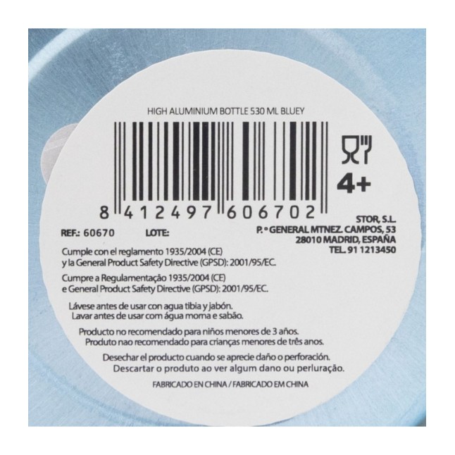 HIGH ALUMINIUM BOTTLE 530 ML BLUEY