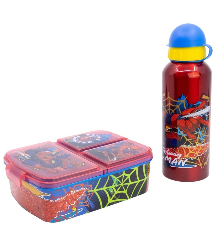SET 2 PCS SET 2 PCS (ALUMINIUM BOTTLE AND MULTI COMPARTMENT SANDWICH BOX) SPIDERMAN