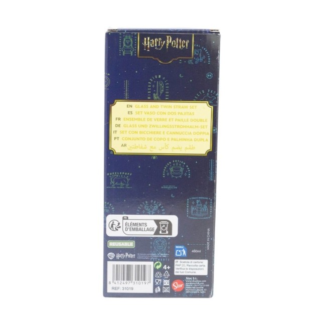 GLASS & TWIN STRAW SET 480 ML HARRY POTTER MAGIC & MAYHEM