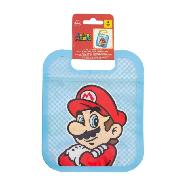 4 ZIPPER BAGS SET SUPER MARIO