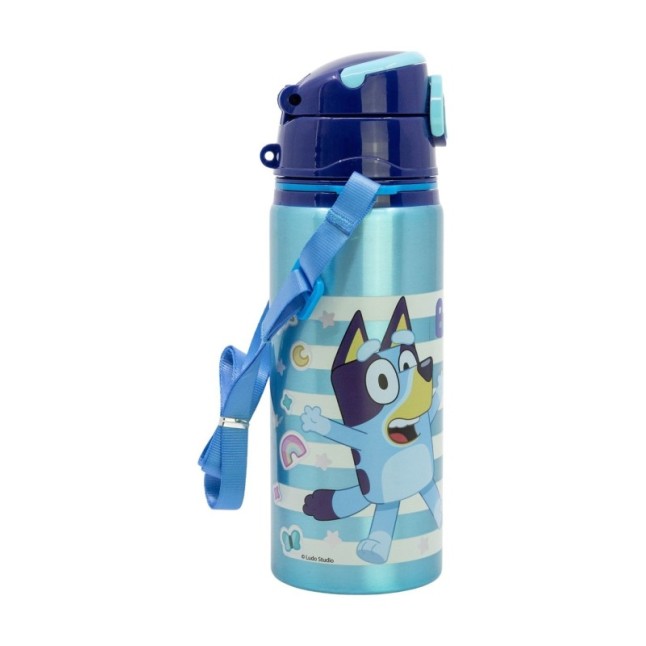 ALUMINIUM POP UP BOTTLE WITH STRAP 730 ML BLUEY