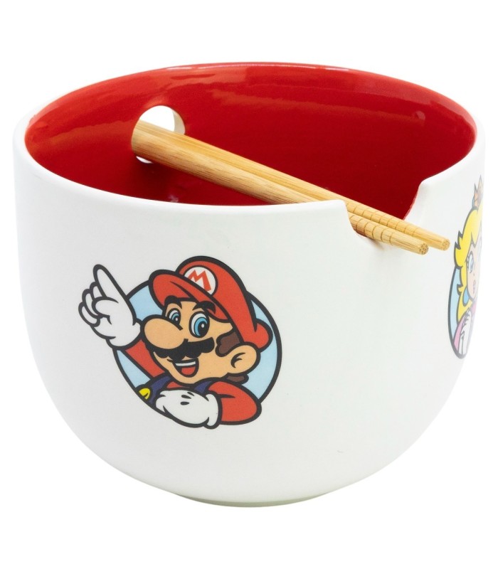 CERAMIC RAMEN BOWL WITH CHOPSTICKS IN GIFT BOX SUPER MARIO PROTAGONISTS