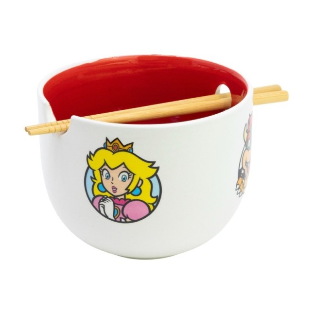 CERAMIC RAMEN BOWL WITH CHOPSTICKS IN GIFT BOX SUPER MARIO PROTAGONISTS