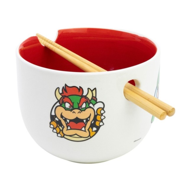 CERAMIC RAMEN BOWL WITH CHOPSTICKS IN GIFT BOX SUPER MARIO PROTAGONISTS