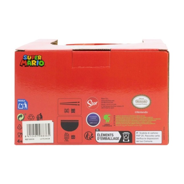 CERAMIC RAMEN BOWL WITH CHOPSTICKS IN GIFT BOX SUPER MARIO PROTAGONISTS