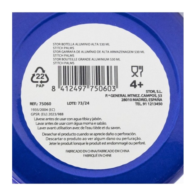 HIGH ALUMINIUM BOTTLE 530 ML STITCH