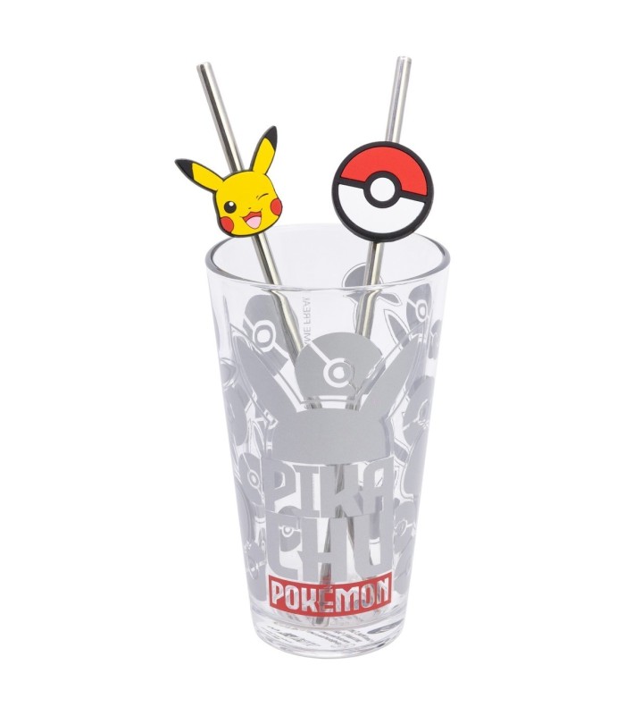GLASS & TWIN STRAW SET 480 ML POKEMON METAL MELTDOWN