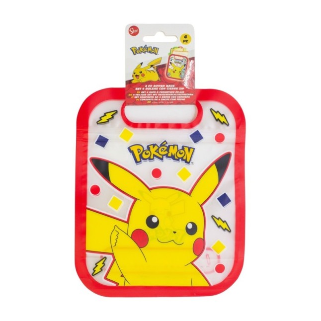 4 ZIPPER BAGS SET POKEMON BLUE TEAM