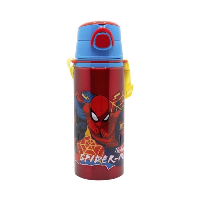ALUMINIUM POP UP BOTTLE WITH STRAP 730 ML SPIDERMAN MOVING TARGET