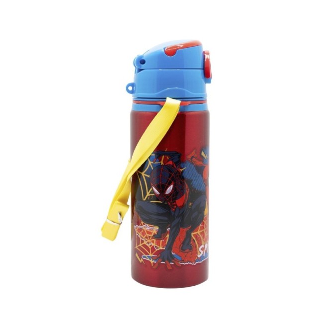 ALUMINIUM POP UP BOTTLE WITH STRAP 730 ML SPIDERMAN MOVING TARGET