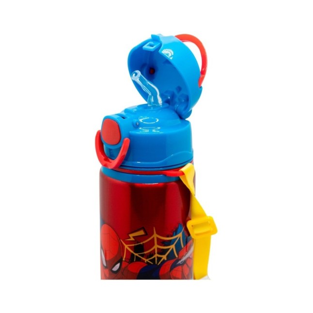 ALUMINIUM POP UP BOTTLE WITH STRAP 730 ML SPIDERMAN MOVING TARGET