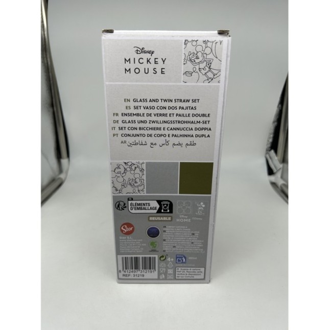 3D TWIN STAINLESS STEEL STRAW SET MICKEY MOUSE SIGNATURE