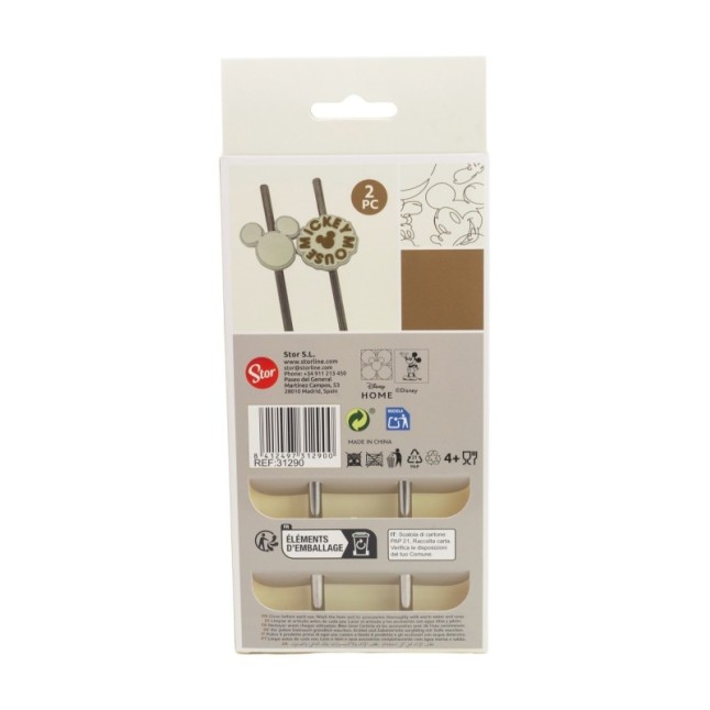 3D TWIN STAINLESS STEEL STRAW SET MICKEY MOUSE SIGNATURE