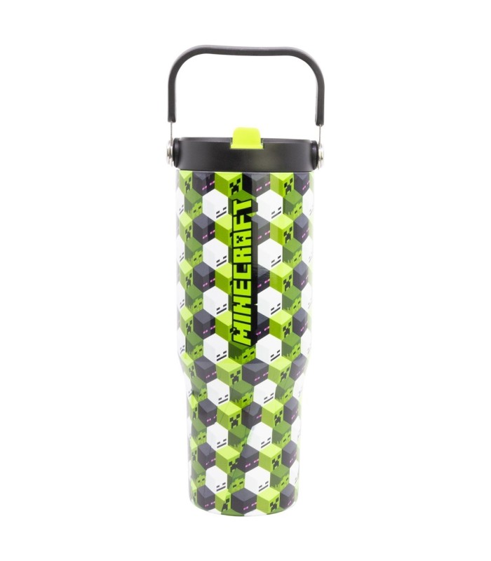 COOL INSULATED STAINLESS STEEL TUMBLER WITH HANDLE 860 ML MINECRAFT ICONICMONO
