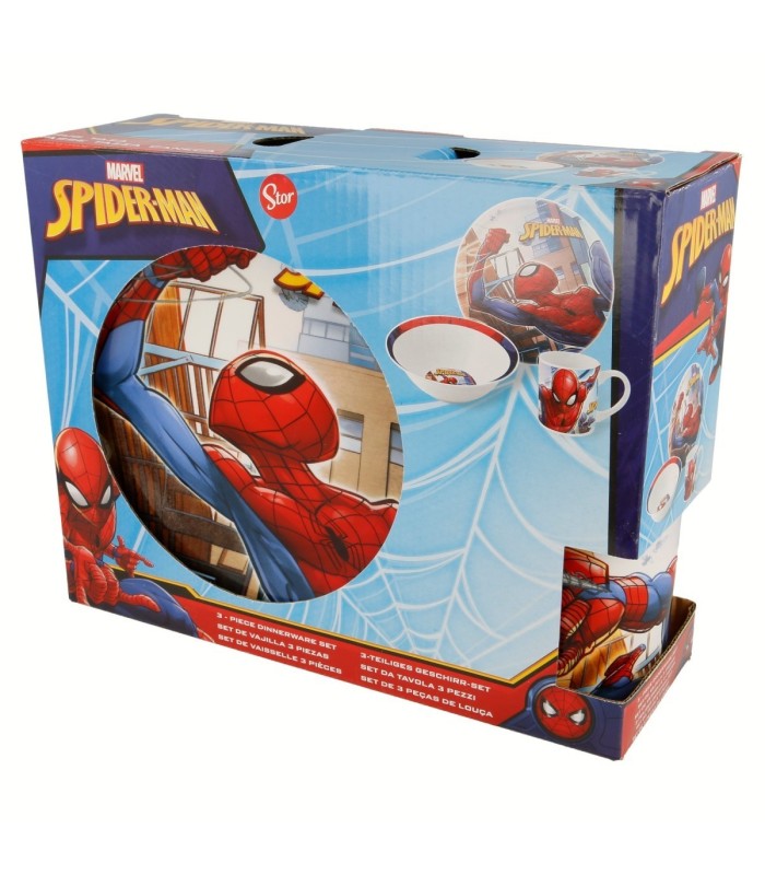 3 PCS CERAMIC SNACK SET (PLATE, BOWL, MUG) IN GIFT BOX SPIDERMAN STREETS