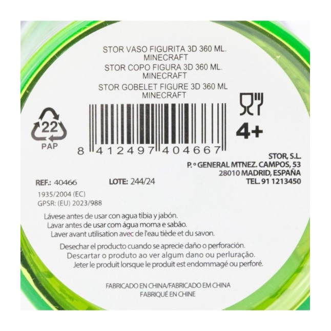 3D FIGURINE TUMBLER 360 ML MINECRAFT