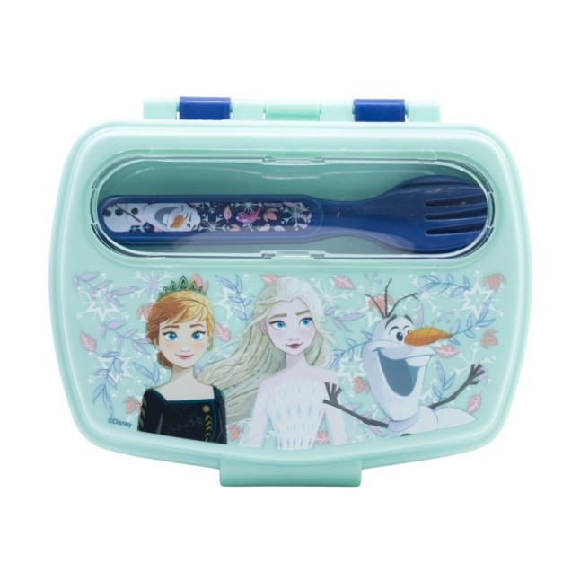 FUNNY SANDWICH BOX WITH CUTLERY FROZEN SNOWY TALE