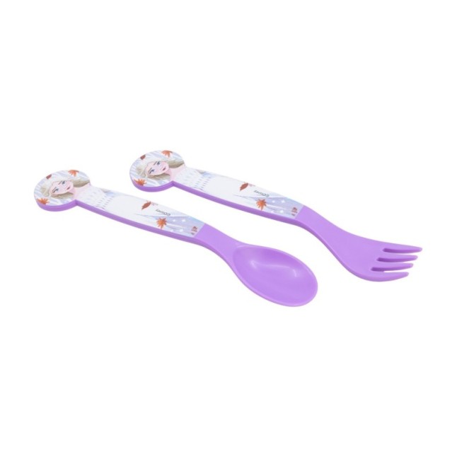 2 PCS PP CUTLERY (SPOON AND FORK) SET IN POLYBAG FROZEN AUTUM LEAVES