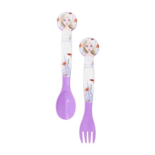 2 PCS PP CUTLERY (SPOON AND FORK) SET IN POLYBAG FROZEN AUTUM LEAVES