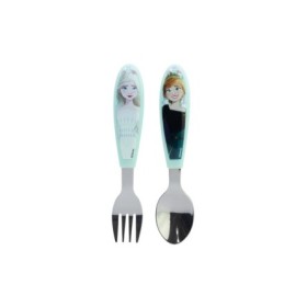 2 PCS ELLIPTICAL METALLIC CUTLERY (SPOON AND FORK) SET FROZEN SNOWY TALE