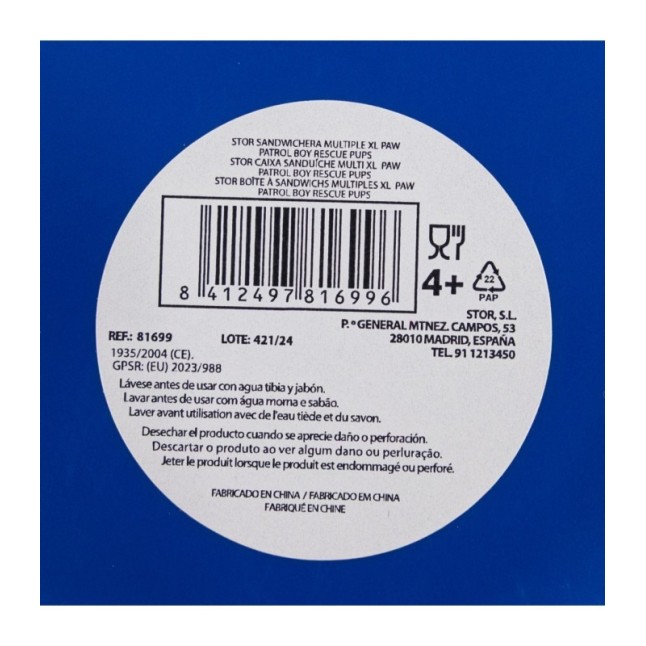 XL MULTI COMPARTMENT RECTANGULAR SANDWICH BOX PAW PATROL BOY RESCUE PUPS