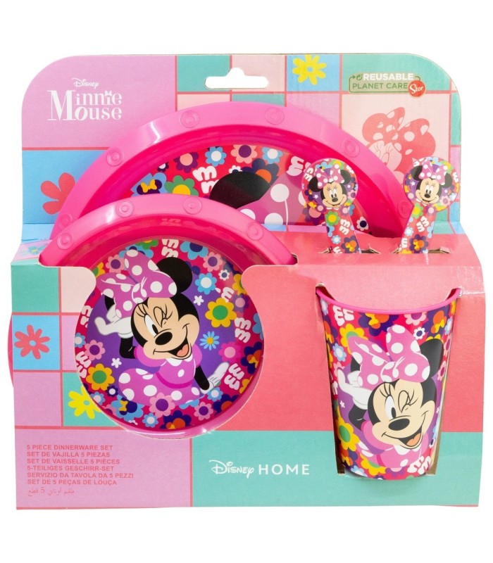 5 PCS EASY SET (PLATE, BOWL, TUMBLER, CUTLERY) (PLATE, BOWL, TUMBLER, CUTLERY) MINNIE BOLD FLORALS