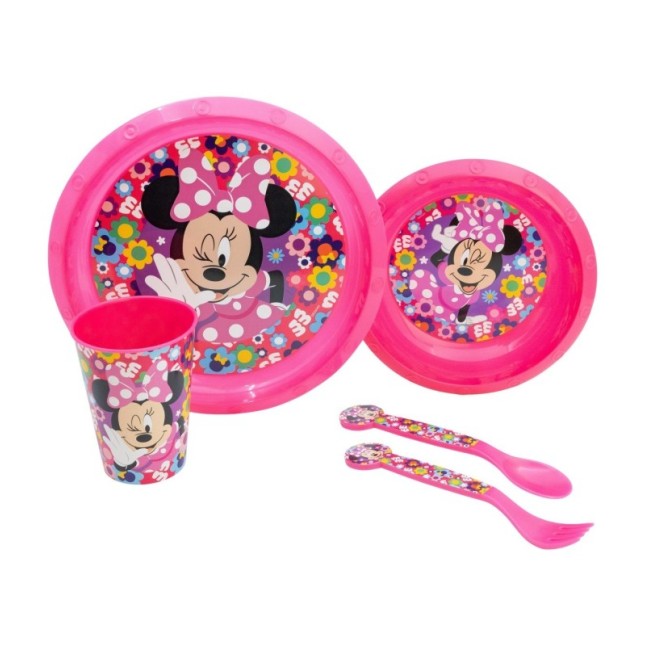 5 PCS EASY SET (PLATE, BOWL, TUMBLER, CUTLERY) (PLATE, BOWL, TUMBLER, CUTLERY) MINNIE BOLD FLORALS