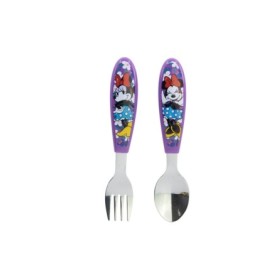 2 PCS ELLIPTICAL METALLIC CUTLERY (SPOON AND FORK) SET MINNIE SUNSHINE
