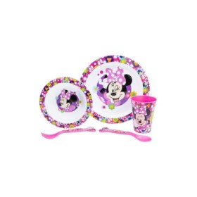 5 PCS MCIRO SET (PLATE, BOWL, TUMBLER, CUTLERY) MINNIE BOLD FLORALS