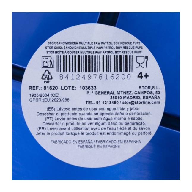 MULTI COMPARTMENT SANDWICH BOX PAW PATROL BOY RESCUE PUPS