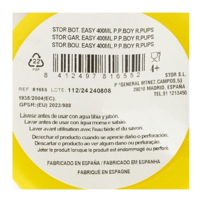 EASY HOLD SPORT BOTTLE 380 ML PAW PATROL BOY RESCUE PUPS