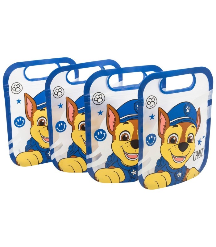 4 ZIPPER BAGS SET PAW PATROL BOY RESCUE PUPS