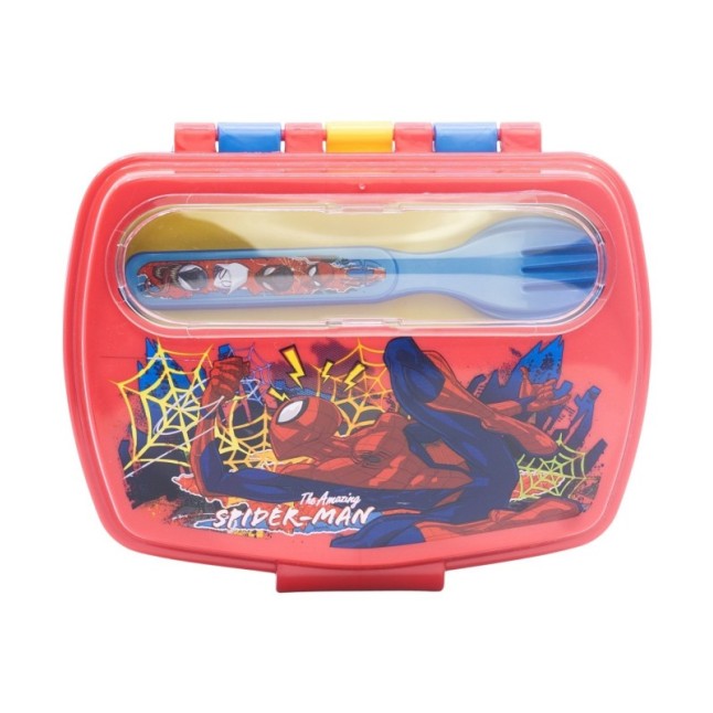 FUNNY SANDWICH BOX WITH CUTLERY SPIDERMAN MOVING TARGET