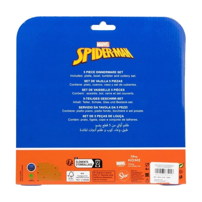 5 PCS EASY SET (PLATE, BOWL, TUMBLER, CUTLERY) (PLATE, BOWL, TUMBLER, CUTLERY) SPIDERMAN MOB RULES