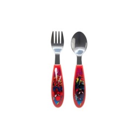 2 PCS ELLIPTICAL METALLIC CUTLERY (SPOON AND FORK) SET SPIDERMAN MOVING TARGET