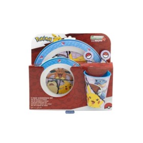 5 PCS  MCIRO SET (PLATE, BOWL, TUMBLER, CUTLERY) POKEMON DISTORTION