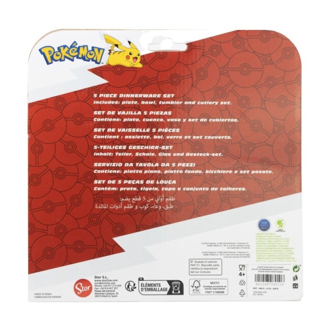 5 PCS  MCIRO SET (PLATE, BOWL, TUMBLER, CUTLERY) POKEMON DISTORTION