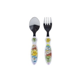 2 PCS ELLIPTICAL METALLIC CUTLERY (SPOON AND FORK) SET POKEMON