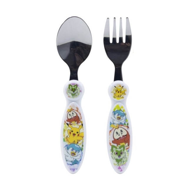 2 PCS ELLIPTICAL METALLIC CUTLERY (SPOON AND FORK) SET POKEMON