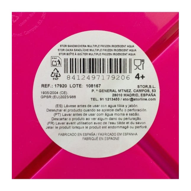 MULTI COMPARTMENT SANDWICH BOX FROZEN IRIDESCENT AQUA