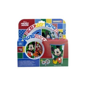 5 PCS MCIRO SET (PLATE, BOWL, TUMBLER, CUTLERY) MICKEY HAS FUN
