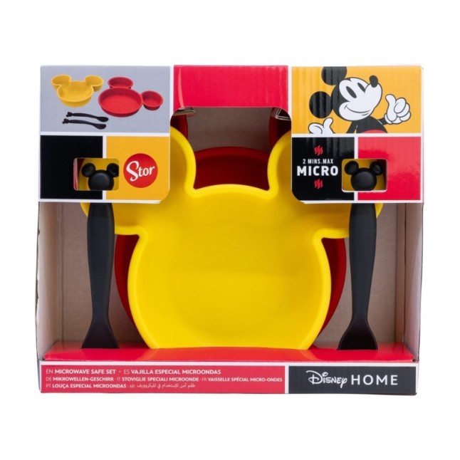 4 PCS CHARACTER KIDS SHAPED PP SET (BOWL, PLATE AND CUTLERY) IN GIFT BOX MICKEY MOUSE TRUE CHAMPIONS