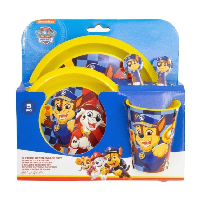 5 PCS EASY SET (PLATE, BOWL, TUMBLER, CUTLERY) (PLATE, BOWL, TUMBLER, CUTLERY) PAW PATROL BOY RESCUE PUPS