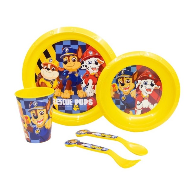 5 PCS EASY SET (PLATE, BOWL, TUMBLER, CUTLERY) (PLATE, BOWL, TUMBLER, CUTLERY) PAW PATROL BOY RESCUE PUPS