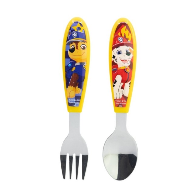 2 PCS ELLIPTICAL METALLIC CUTLERY (SPOON AND FORK) SET PAW PATROL BOY RESCUE PUPS