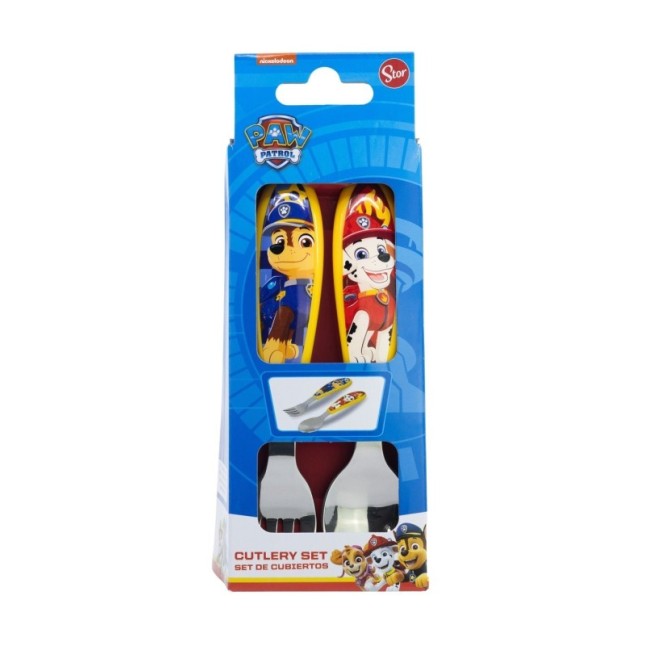 2 PCS ELLIPTICAL METALLIC CUTLERY (SPOON AND FORK) SET PAW PATROL BOY RESCUE PUPS